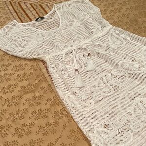 SpiaggiaDolce Elegant White Lace Swimsuit Cover-Up, Like New, Maxi Length, XS